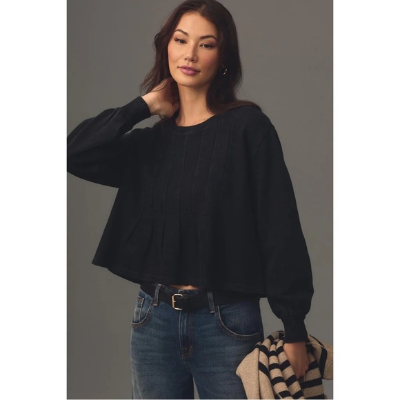 Pilcro by Anthropologie Black Box Pleat Top S - Picture 1 of 6